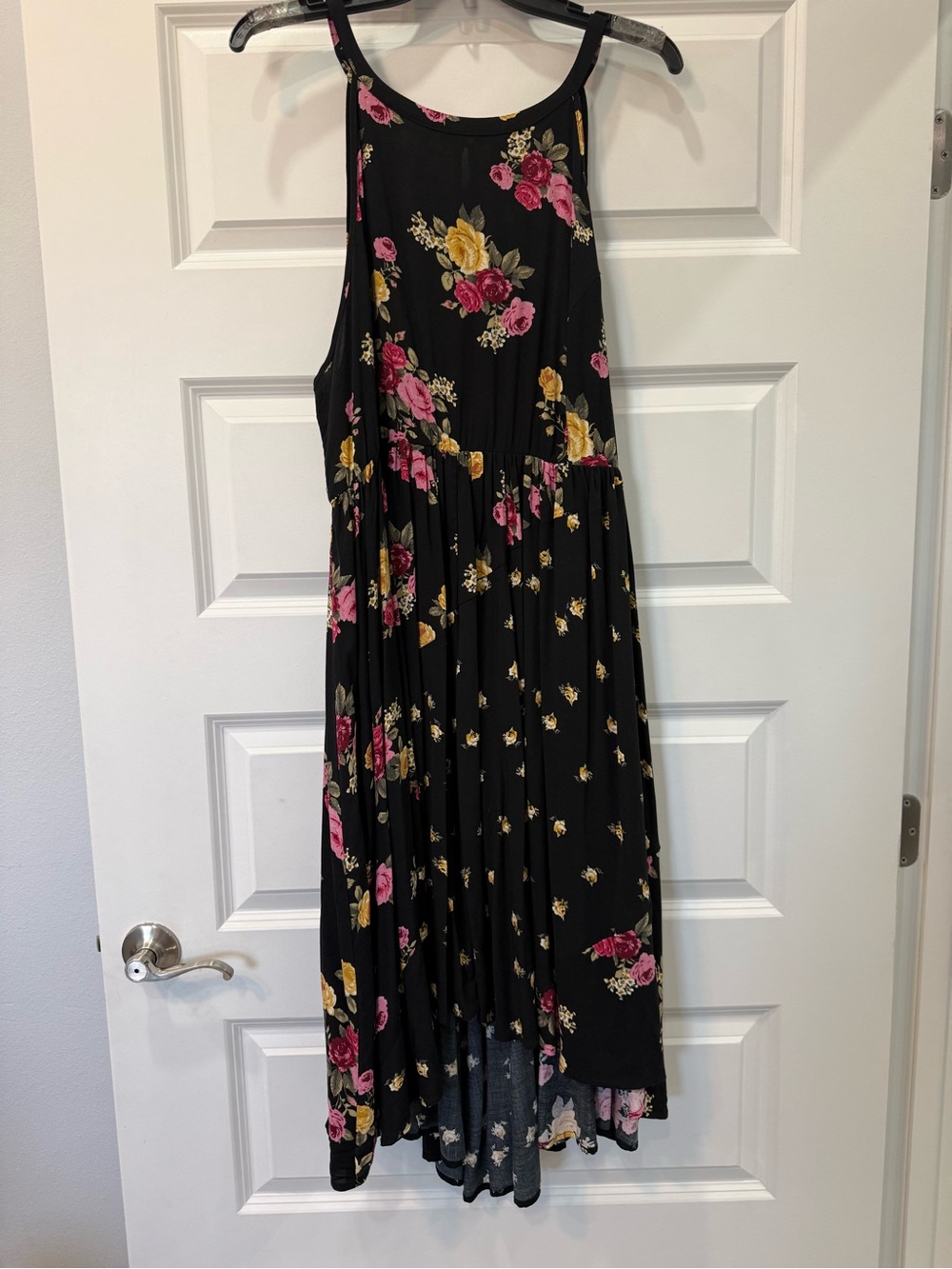 Torrid Black Floral High-Low Halter Dress.